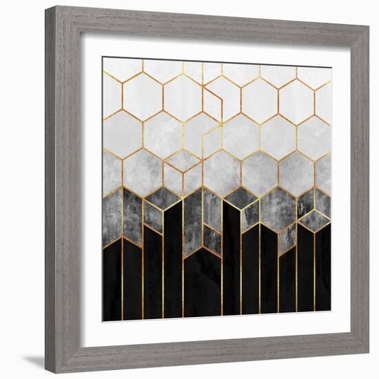 Charcoal Hexagons-Elisabeth Fredriksson-Framed Giclee Print