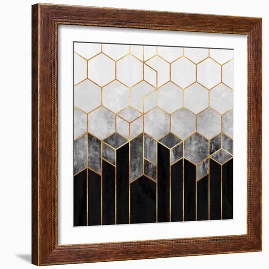 Charcoal Hexagons-Elisabeth Fredriksson-Framed Giclee Print