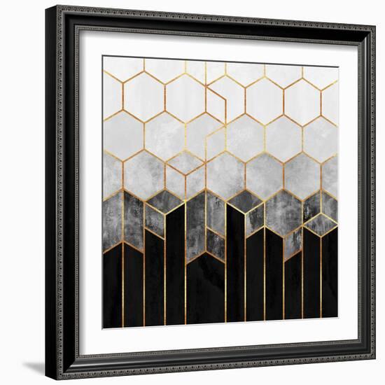 Charcoal Hexagons-Elisabeth Fredriksson-Framed Giclee Print