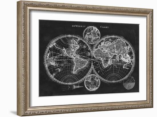 Charcoal World Map-Studio W-Framed Art Print