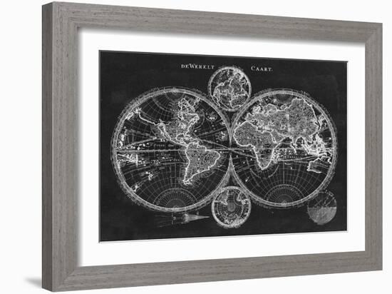 Charcoal World Map-Studio W-Framed Art Print