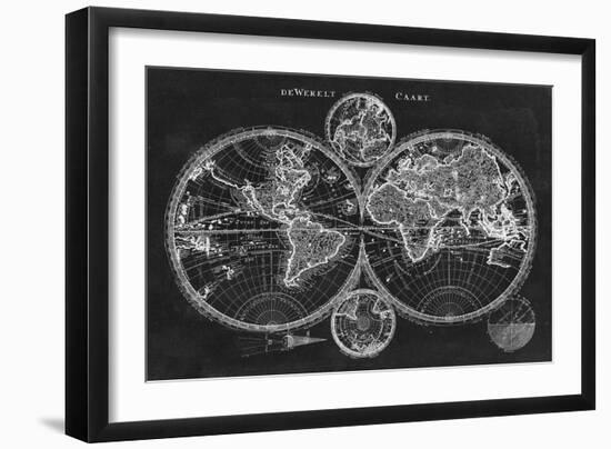 Charcoal World Map-Studio W-Framed Art Print