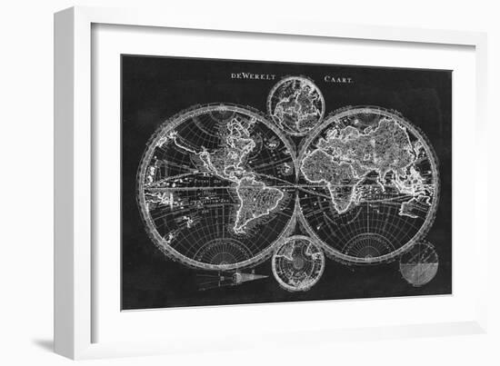 Charcoal World Map-Studio W-Framed Art Print