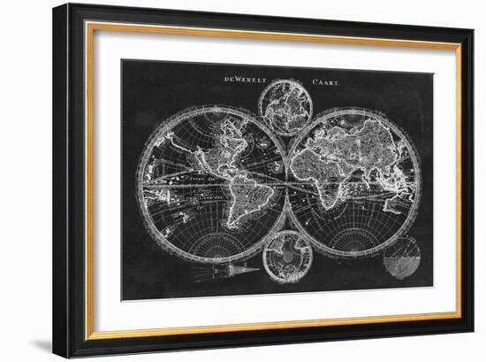 Charcoal World Map-Studio W-Framed Art Print