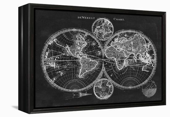 Charcoal World Map-Studio W-Framed Stretched Canvas