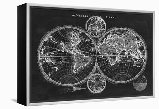 Charcoal World Map-Studio W-Framed Stretched Canvas