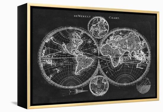 Charcoal World Map-Studio W-Framed Stretched Canvas