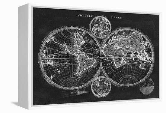 Charcoal World Map-Studio W-Framed Stretched Canvas