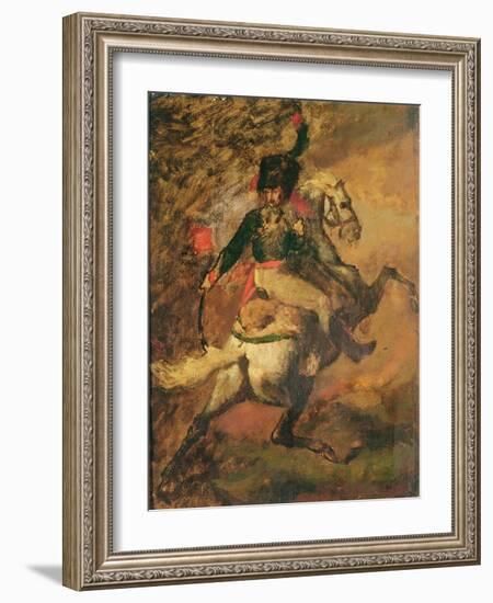 Charge Hunter Officer, 19Th Century (Oil on Canvas)-Theodore Gericault-Framed Giclee Print