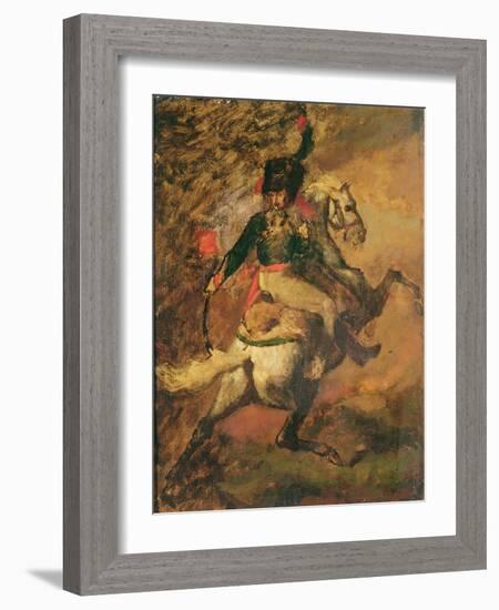 Charge Hunter Officer, 19Th Century (Oil on Canvas)-Theodore Gericault-Framed Giclee Print