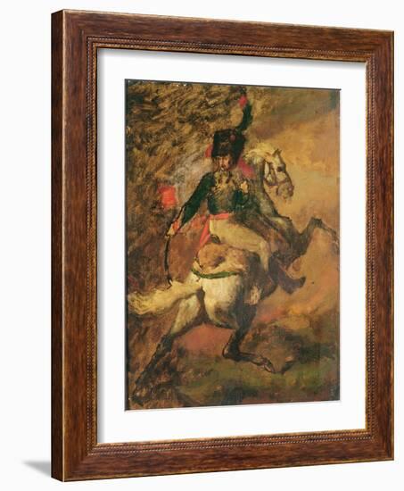 Charge Hunter Officer, 19Th Century (Oil on Canvas)-Theodore Gericault-Framed Giclee Print