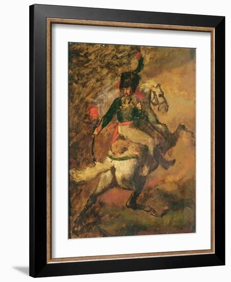 Charge Hunter Officer, 19Th Century (Oil on Canvas)-Theodore Gericault-Framed Giclee Print