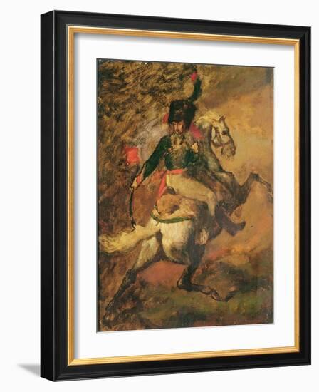 Charge Hunter Officer, 19Th Century (Oil on Canvas)-Theodore Gericault-Framed Giclee Print