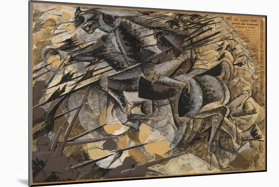 Charge Lancers - Cavalry Charge (Carica Di Lancieri - Carica Di Cavalleria)-Umberto Boccioni-Mounted Giclee Print