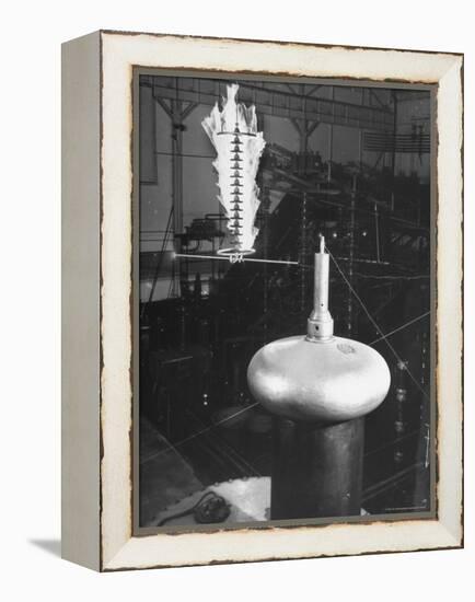 Charge of Electricity Spilling Out of Insulating Equipment at GE Lightning Laboratory-Alfred Eisenstaedt-Framed Premier Image Canvas