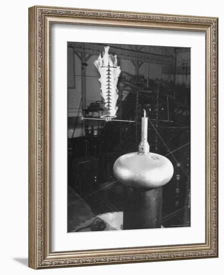 Charge of Electricity Spilling Out of Insulating Equipment at GE Lightning Laboratory-Alfred Eisenstaedt-Framed Photographic Print