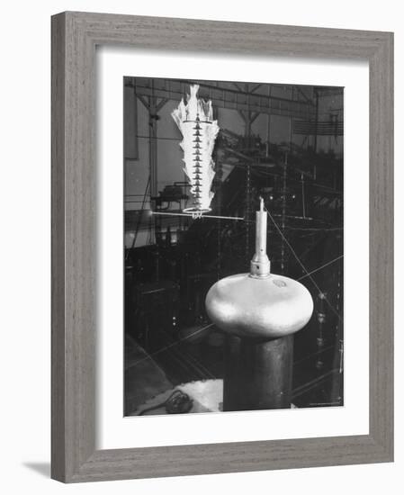 Charge of Electricity Spilling Out of Insulating Equipment at GE Lightning Laboratory-Alfred Eisenstaedt-Framed Photographic Print