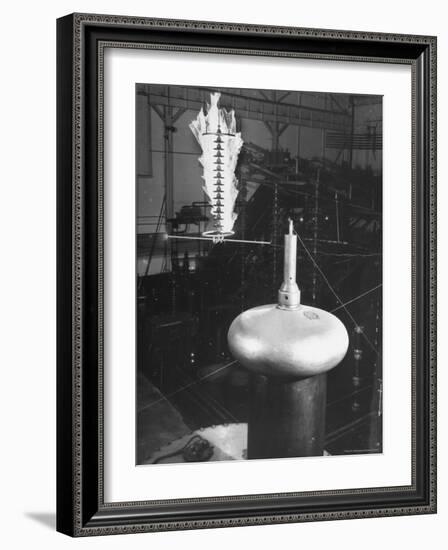 Charge of Electricity Spilling Out of Insulating Equipment at GE Lightning Laboratory-Alfred Eisenstaedt-Framed Photographic Print