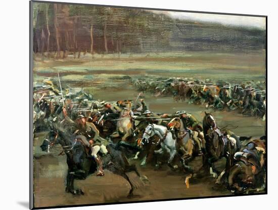 Charge of Flowerdew's Squadron, c.1918-Sir Alfred Munnings-Mounted Giclee Print