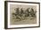 Charge of the Monkey Brigade' Monkeys in Military Uniform Riding Cats-null-Framed Art Print