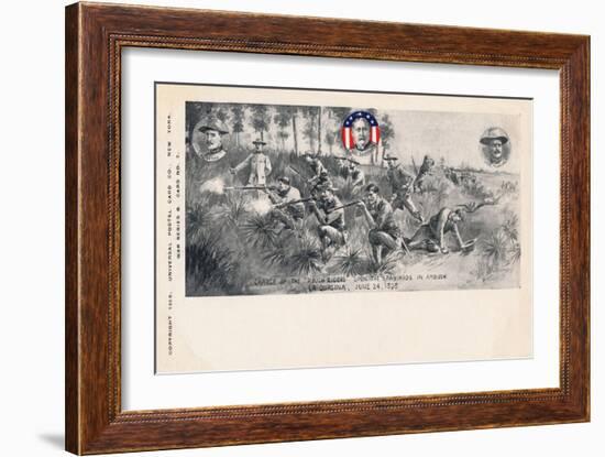 Charge of the Rough Riders upon the Spaniards in Ambush, La Quasina, June 24, 1898'-Unknown-Framed Giclee Print