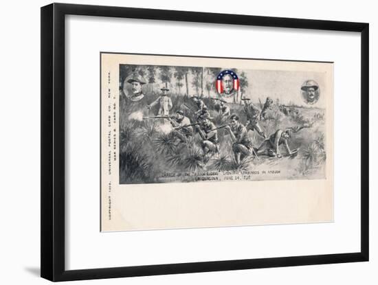 Charge of the Rough Riders upon the Spaniards in Ambush, La Quasina, June 24, 1898'-Unknown-Framed Giclee Print