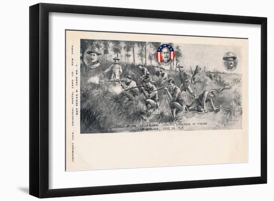 Charge of the Rough Riders upon the Spaniards in Ambush, La Quasina, June 24, 1898'-Unknown-Framed Giclee Print