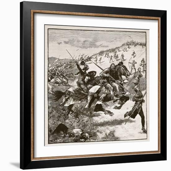 Charge of the Scots at Homildon Hill, Illustration from 'Cassell's Illustrated History of England'-English School-Framed Giclee Print