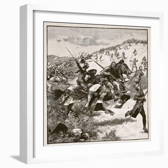 Charge of the Scots at Homildon Hill, Illustration from 'Cassell's Illustrated History of England'-English School-Framed Giclee Print