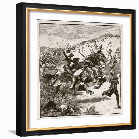 Charge of the Scots at Homildon Hill, Illustration from 'Cassell's Illustrated History of England'-English School-Framed Giclee Print