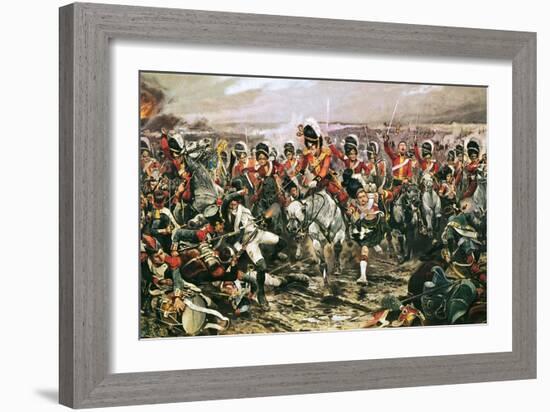 Charge of the Scots Greys at Waterloo-Richard Caton Woodville-Framed Giclee Print