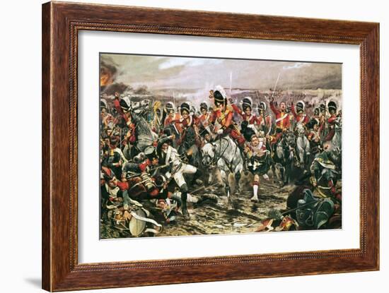 Charge of the Scots Greys at Waterloo-Richard Caton Woodville-Framed Giclee Print