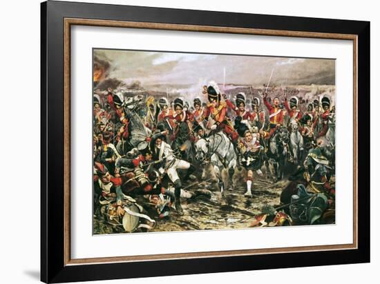 Charge of the Scots Greys at Waterloo-Richard Caton Woodville-Framed Giclee Print