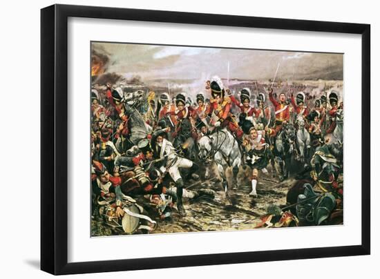 Charge of the Scots Greys at Waterloo-Richard Caton Woodville-Framed Giclee Print