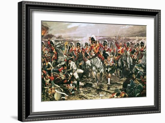 Charge of the Scots Greys at Waterloo-Richard Caton Woodville-Framed Giclee Print