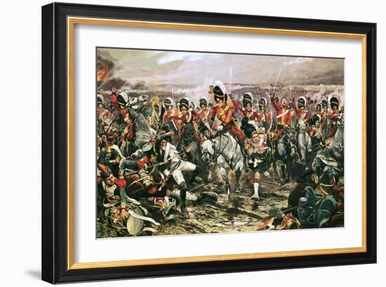 Charge of the Scots Greys at Waterloo-Richard Caton Woodville-Framed Giclee Print