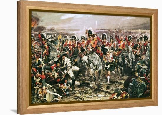 Charge of the Scots Greys at Waterloo-Richard Caton Woodville-Framed Premier Image Canvas