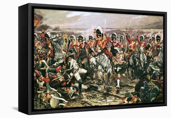 Charge of the Scots Greys at Waterloo-Richard Caton Woodville-Framed Premier Image Canvas