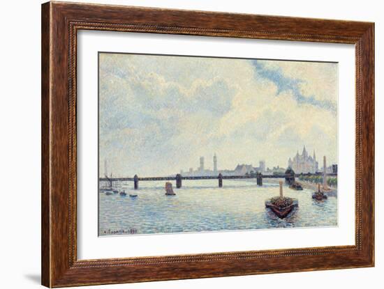 Charing Cross Bridge, London, 1890 (Oil on Canvas)-Camille Pissarro-Framed Giclee Print