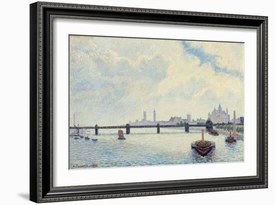 Charing Cross Bridge, London, 1890 (Oil on Canvas)-Camille Pissarro-Framed Giclee Print