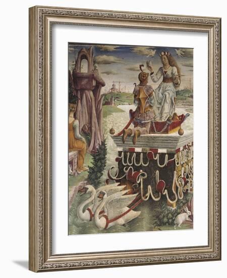 Chariot of Venus Drawn by Swans, Detail from Triumph of Venus, Scene from Month of April, Ca 1470-Francesco del Cossa-Framed Giclee Print