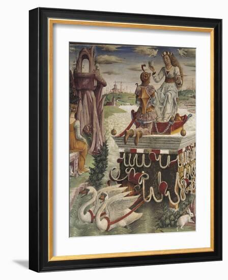 Chariot of Venus Drawn by Swans, Detail from Triumph of Venus, Scene from Month of April, Ca 1470-Francesco del Cossa-Framed Giclee Print