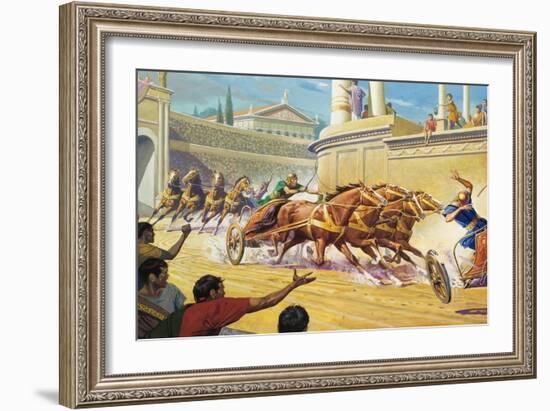 Chariot Race at the Circus Maximus-Severino Baraldi-Framed Giclee Print