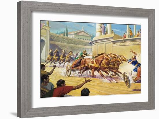 Chariot Race at the Circus Maximus-Severino Baraldi-Framed Giclee Print