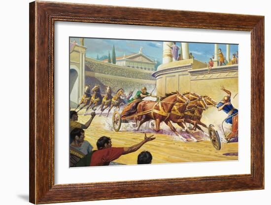 Chariot Race at the Circus Maximus-Severino Baraldi-Framed Giclee Print