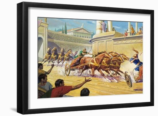 Chariot Race at the Circus Maximus-Severino Baraldi-Framed Giclee Print