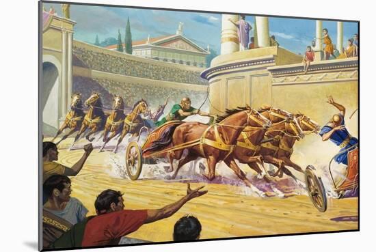 Chariot Race at the Circus Maximus-Severino Baraldi-Mounted Giclee Print