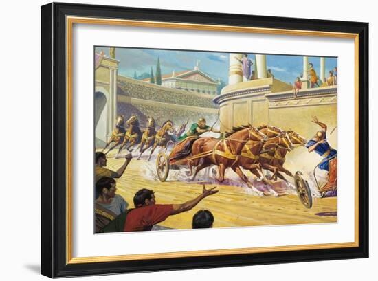 Chariot Race at the Circus Maximus-Severino Baraldi-Framed Giclee Print