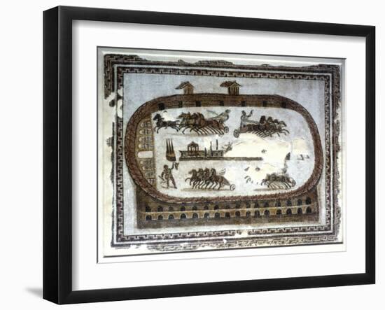 Chariot Race in the Arena, Roman Mosaic, 2nd Century-null-Framed Giclee Print