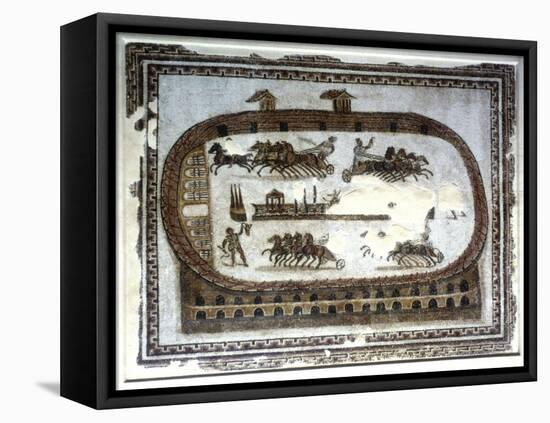 Chariot Race in the Arena, Roman Mosaic, 2nd Century-null-Framed Premier Image Canvas